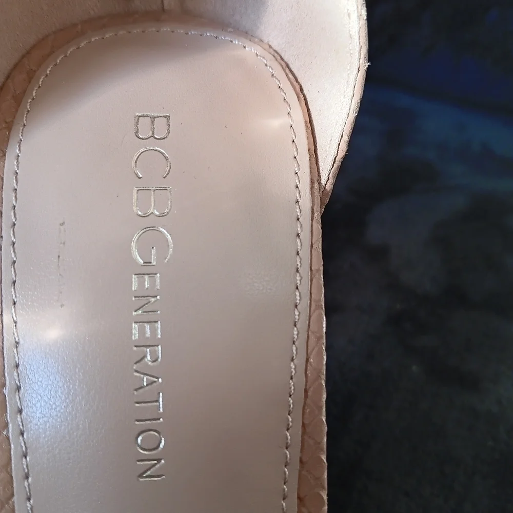 New BCBGeneration Jixa beige With Clear Strap Stiletto Heels Women's Size 7 - Picture 5 of 7
